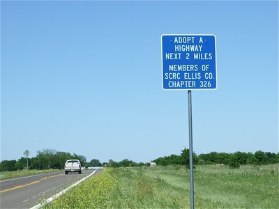 Image: The SCRC 326 sign — The Southern Cruisers Riding Club of Ellis County 326 began their first cleanup effort along a two mile stretch of Hwy 77, that cuts thru Italy, as part of the national “Adopt-a-Highway” campaign.