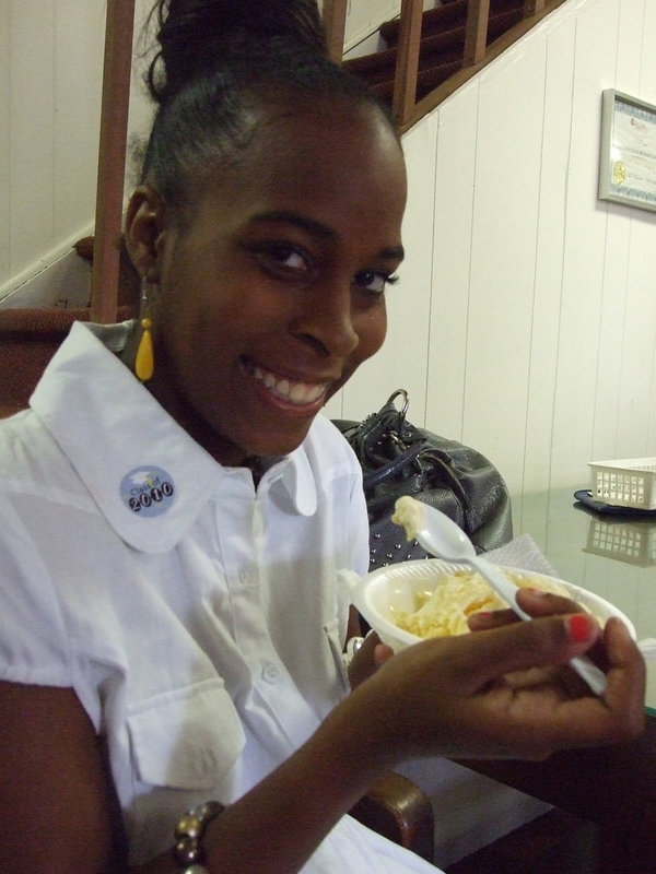 Image: Happy Ebony — IHS Senior, Ebony Meyers, is enjoying ice cream at the First United Methodist Church on Tuesday.  The first of many parties celebrating the Class of 2010.