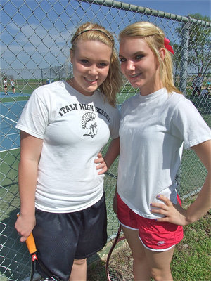 Image: Blonde Bombers — Tag team doubles partners, Shelbi Gilley and Sierra Harris.