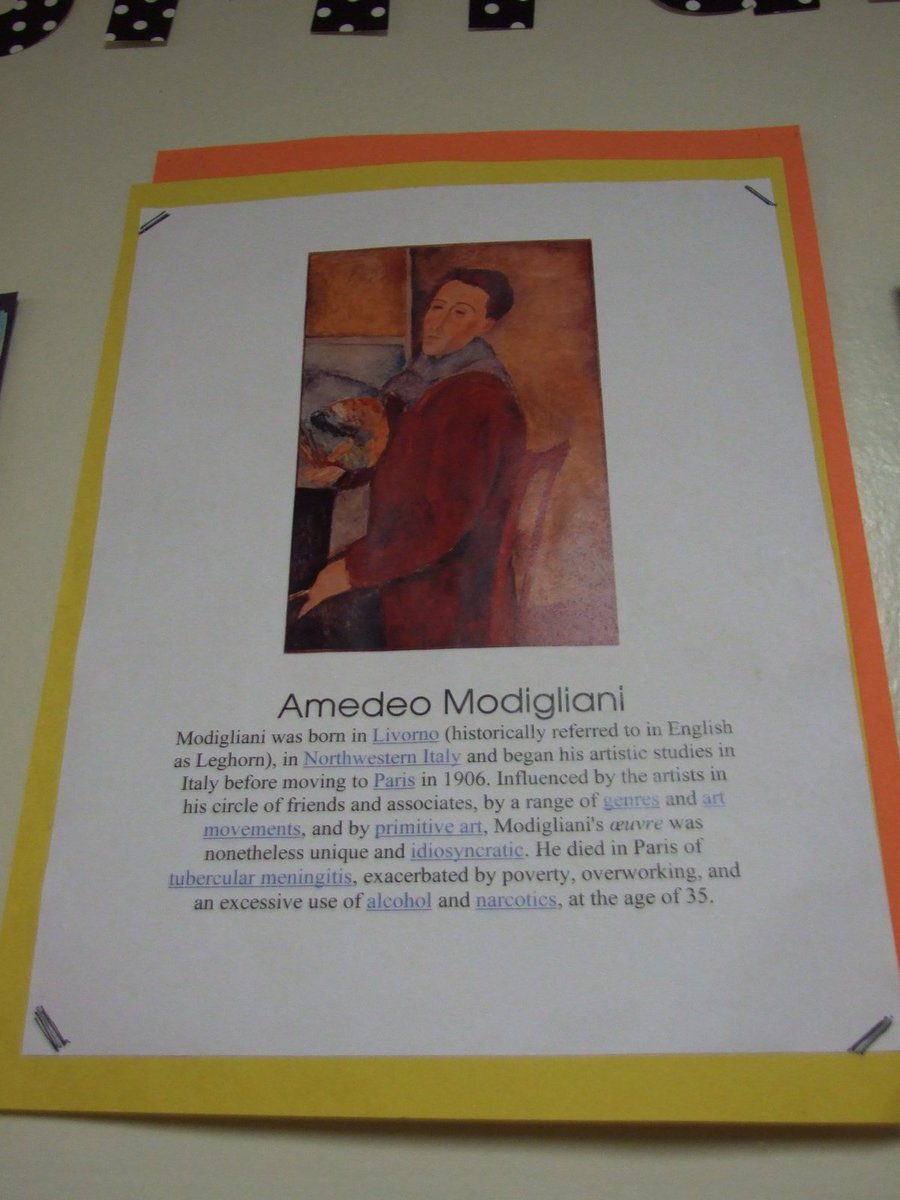 Image: Amedeo Modigliani — Amedeo Modigliani was an italian artist that created elongated faces in his artwork.