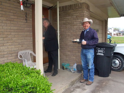 Image: Anyone Home? — Commissioner Simms ready to deliver this meal.