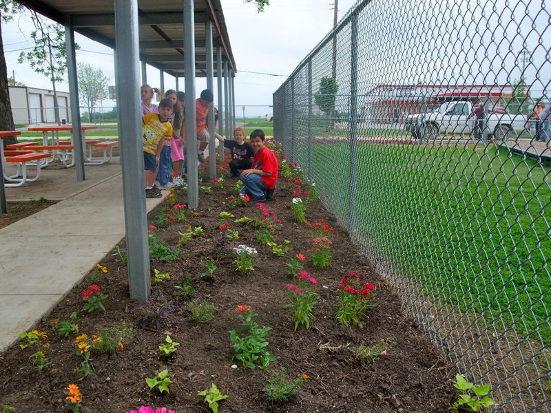 Image: Beautiful Flower Garden — Avalon second graders had a lot of fun planting their garden.