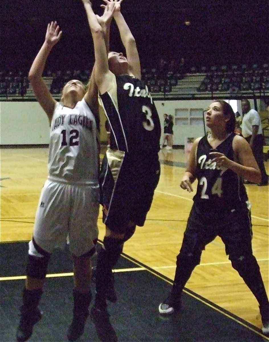 Image: Lady Gladiators Kaitlyn Rossa(3) and Alyssa Richards(24) rebound — Lady Gladiators Kaitlyn Rossa(3) and Alyssa Richards(24) have helped fuel the 7-2 fast start for the Lady-G’s this season.