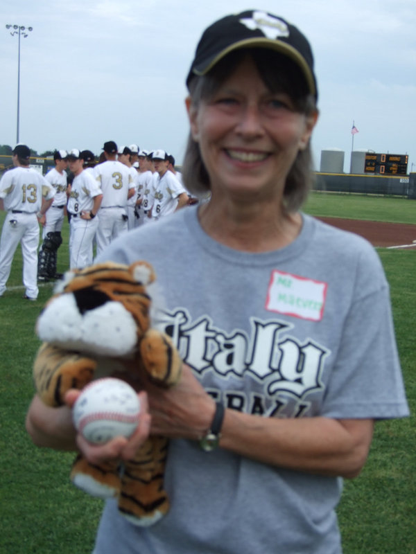 Image: Stafford Tigers, roar — Stafford Elementary principal, Carolyn Maevers, threw the first pitch on Friday night.  Of course, it was a strike.