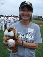 Image: Stafford Tigers, roar — Stafford Elementary principal, Carolyn Maevers, threw the first pitch on Friday night.  Of course, it was a strike.