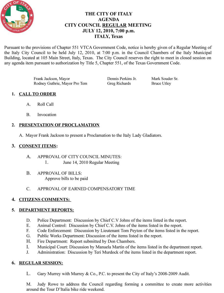 Image: Agenda – page 1