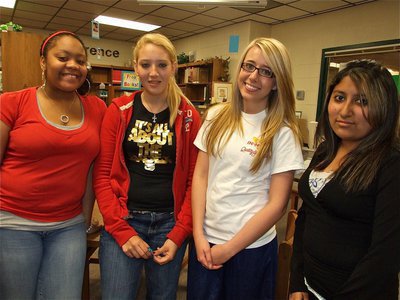Image: UIL Journalism Team — Amber Mitchell will compete in Computer Applications, Megan Richards will compete in Editorial Writing, Lexie Miller will compete in Feature Writing and Susan Rodriguez will be an alternate in News Writing. Mary Tate (not pictured) will be an alternate in Headline Writing.
