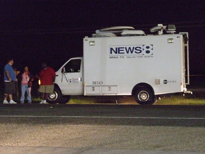 Image: Lots of publicity — News trucks from Channels 33, 8 and 11 traveled the distance to create a news story in Italy on Thursday night.