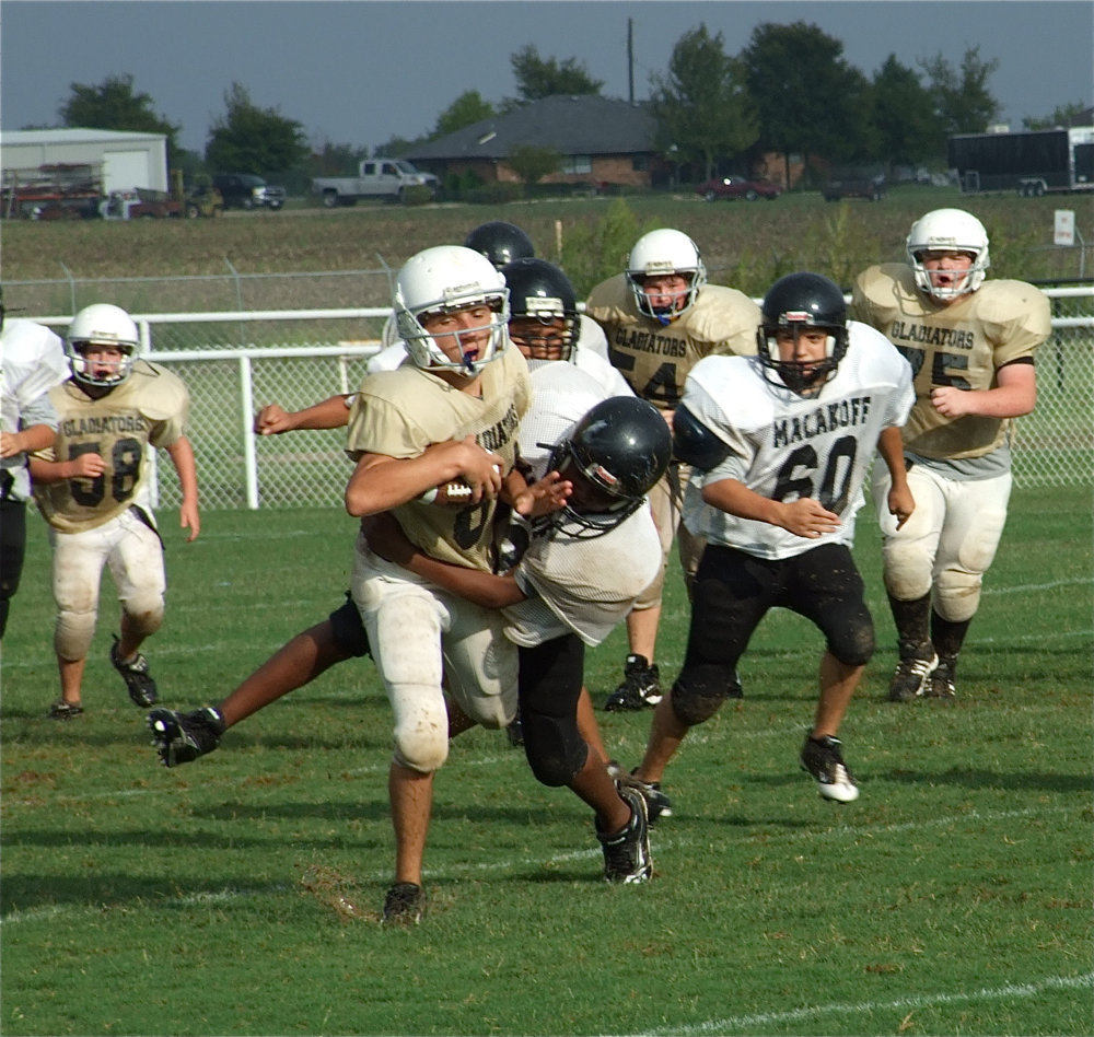 Image: Chase McGinnis — Chase McGinnis (84) hauls in a his first career catch as a Gladiator.