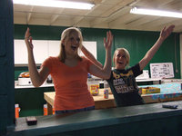 Image: Y M C A — Meagan Hopkins and Lexie Miller sing and dance to the 70’s song.