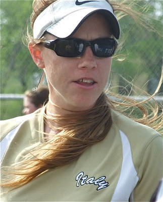 Image: Jennifer Reeves — Lady Gladiator coach Jennifer Reeves urges her hitters to come out swinging.