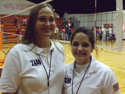 Image: Referees give — Pam Fuchs (Hillsboro) and Angel Sims (Corsicana) donate their time and money to help the fundraiser.