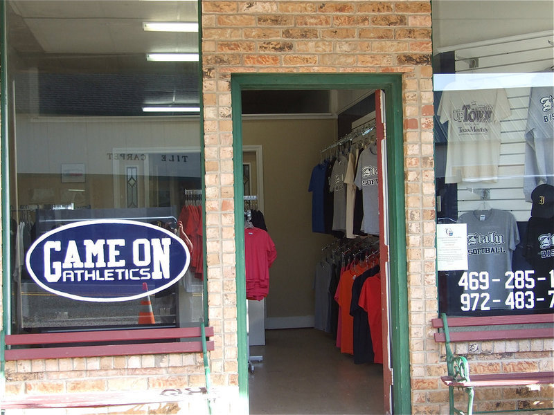 Image: Game On Athletics  — The Game On Athletics store front located at 143 W. Main Street in downtown Italy.