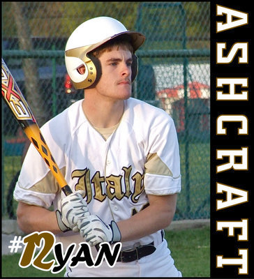 Image: Ryan Ashcraft #12 — Ryan Ashcraft looks for a base hit against the Polar Bears.