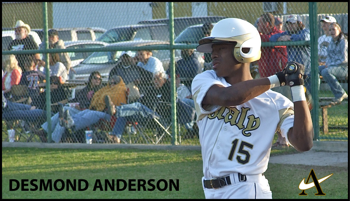 Image: Desmond Anderson #15 — Desmond Anderson swings away as Gladiator Nation has his back.