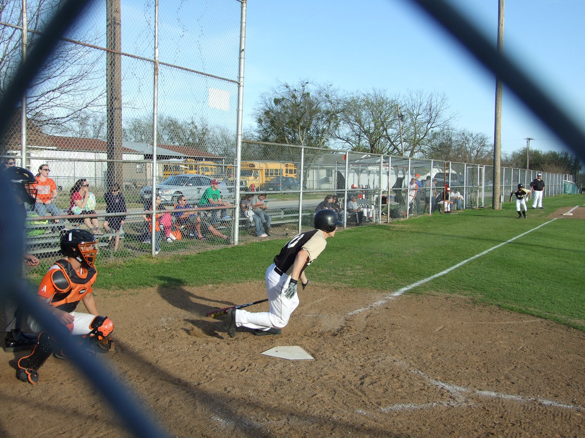 Image: Chase can do this — Chase Hamilton hits a line drive up the middle.