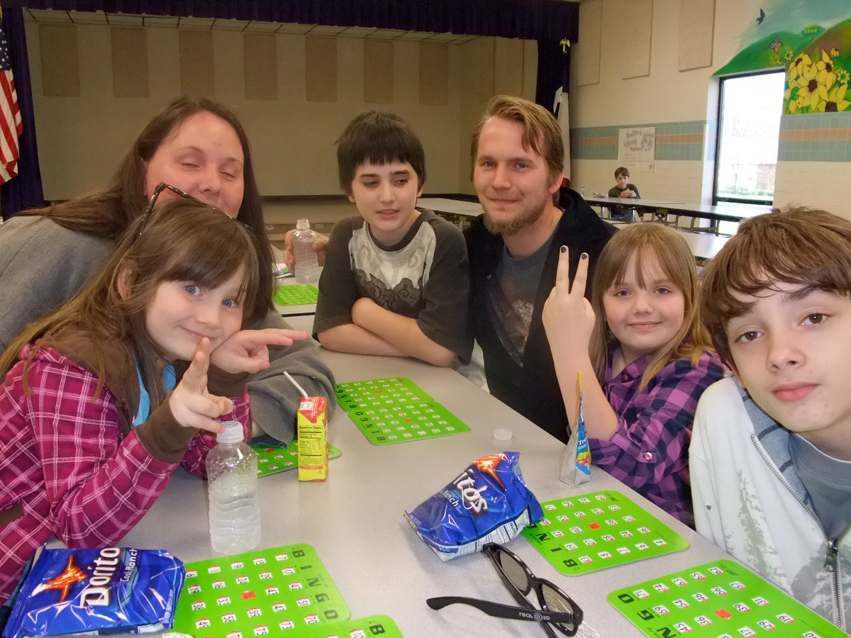 Image: A Family of Bingo Players — Brianna Hall, Rachel Hall, Aaron Lattimer, Michael Hall, Zoe Hall and Ben Lattimer made up this bingo playing family.