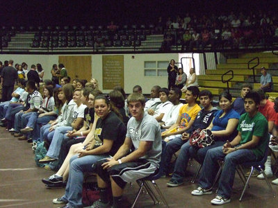 Image: Looks who’s looking — After the current seniors left the floor for a reception in their honor, the junior class was invited to sit in the senior’s seats.  How does that feel?