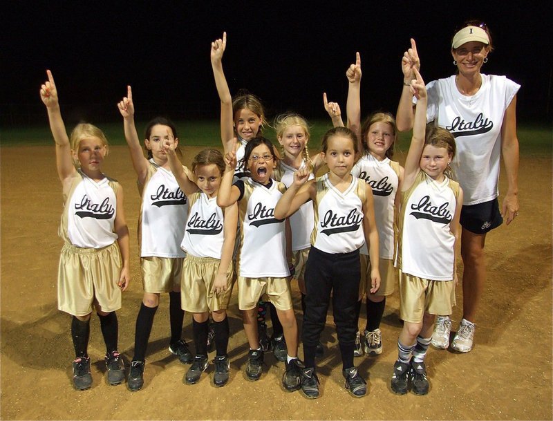 Image: Italy’s 8u Lady Gladiators win first place in the division tournament — Meet the champs: (L-R) Lacy Mott, Madison Galvan, Grace Payne, Hannah Haight, Alexus Cisneros, Courtney Riddle, Karley Nelson. Sydney Lowenthal, Kimberley Hooker and head coach Lisa Mott. Not pictured: Kambria Brooks
