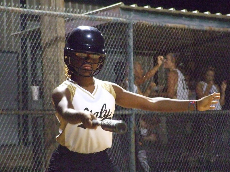 Image: Jamie zones in — Jamie McIntyre knocks in the final run for Italy’s 15u girls softball team against Hillsboro Lime Green Tuesday night, Italy won 4-1.