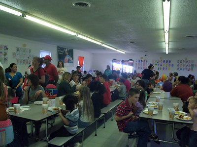 Image: What a Crowd — The cafeteria was over flowing with hungry egg hunters.