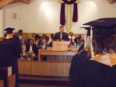 Image: Pastor Todd Gray — Pastor of Central Baptist Church, Todd Gray, takes a moment and thanks the students for coming.