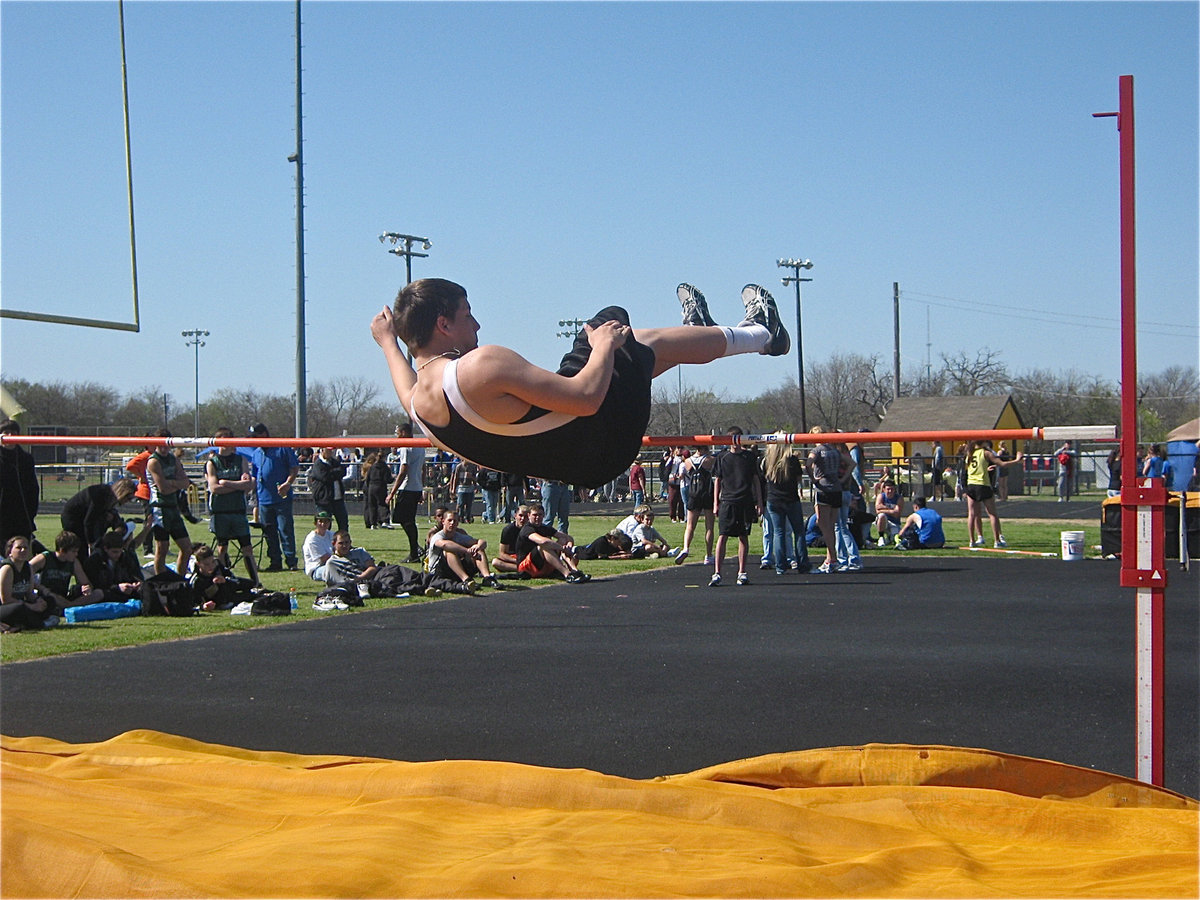 Image: Kyle Jackson soars into 4th Place at the high jump — Kyle Jackson and the rest of his Italy Track teammates finished in 3rd Place out of 26 teams at the Meridian Straight A Relays.