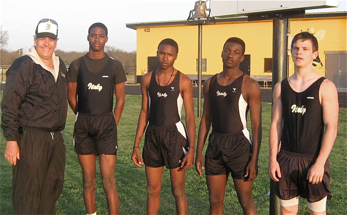 Image: Coleman’s sprinters — Coach Stephen Coleman stands proudly alongside one of Italy’s relay team’s consisting of: Devonta Simmons, Tavarus Griffin, Corrin Frazier and Chase Hamilton.