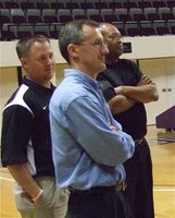Image: Coach of the Year — Standing with his assistant coaches, Josh Ward and Larry Mayberry, at regionals, Italy Gladiator Basketball head coach Kyle Holley (blue shirt) was chosen as the 2009-2010 District 15A “Coach of the Year.”