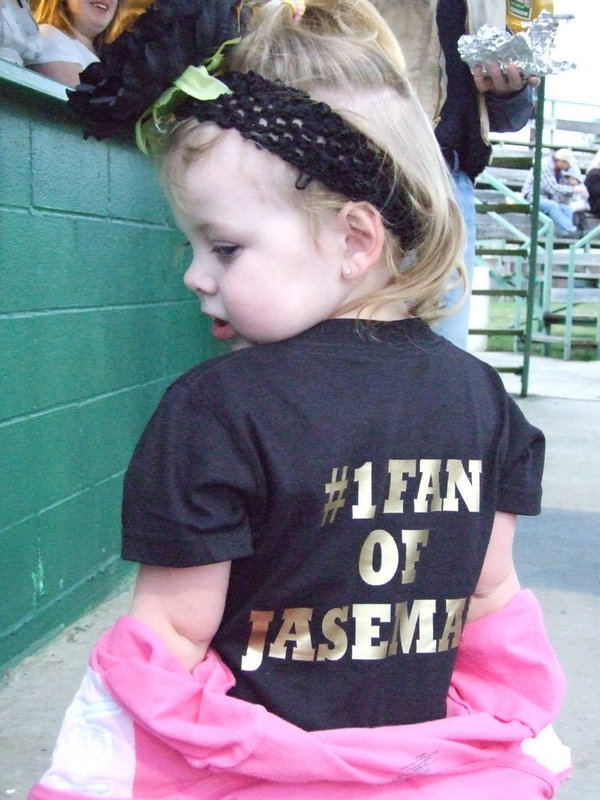 Image: Taylor Abigal Hyles — Three year old, Taylor, shows off her favorite Gladiator t-shirt on Friday night.  The Italy Gladiators took on the Grand Prairie Advantage Eagles with a no hitter game 15-0.