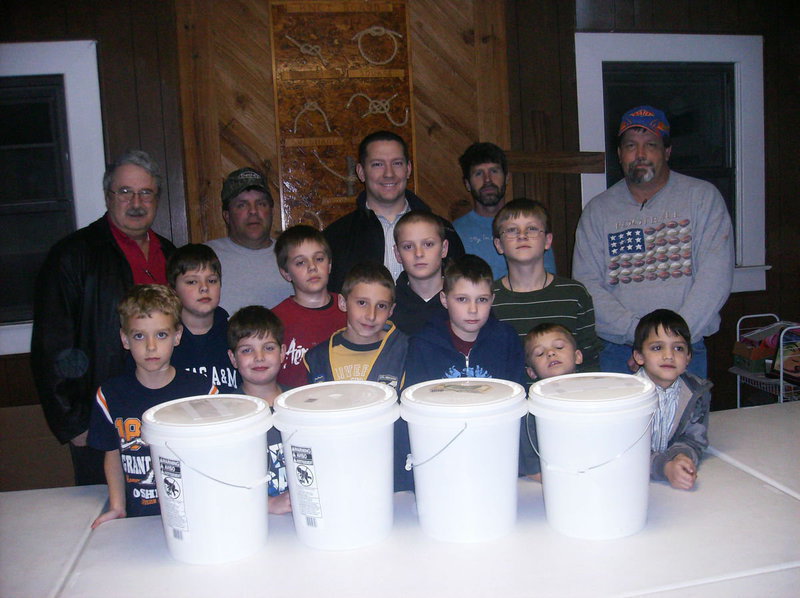 Image: CBC RAs help with the relief effort — The Royal Ambassadors of Central Baptist Church learned to give to those in need by filling buckets with food and needed items for the people in Haiti.