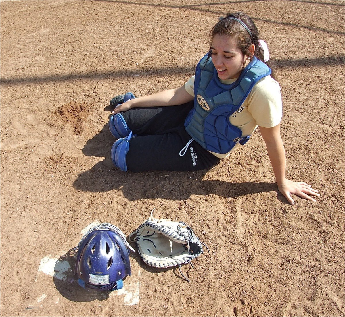 Image: Sitting at home — An exhausted Alyssa Richards sits at her home away from home.