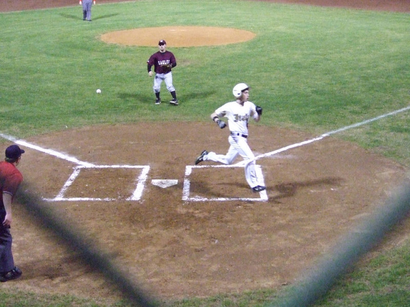 Image: Crownover brings it home — Dan Crownover helped the team with a run in the bottom of the first inning. In fact there were 9 runs in this inning.