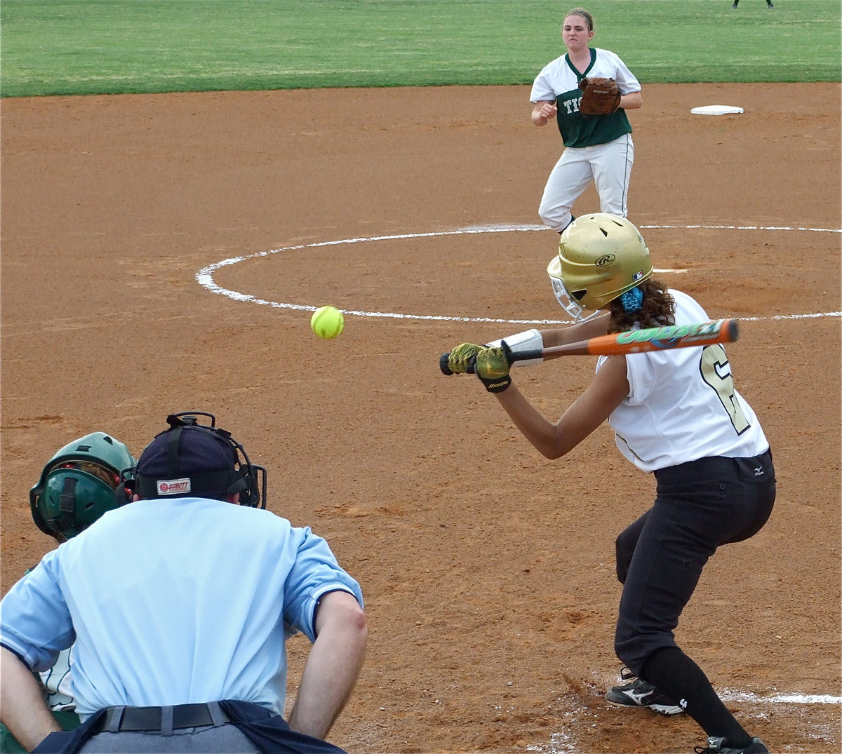 Image: Anna at the plate — Italy’s Anna Viers takes on Blue Ridge Lady Tiger pitcher Haleigh Pierce.