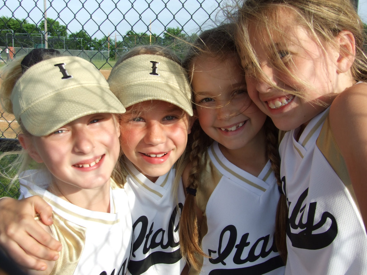 Image: We are fabulous! — Courtney Riddle, Lacy Mott, Karley Nelson and Hannah Haight are proud of their team’s win over Itasca.