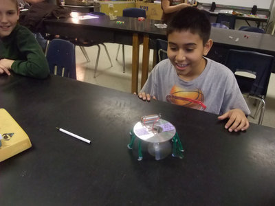 Image: It Works! — Jose Morones (4th grader) said, “I am surprised but it really works and I really like it. This class is cool because we can make fun things.”