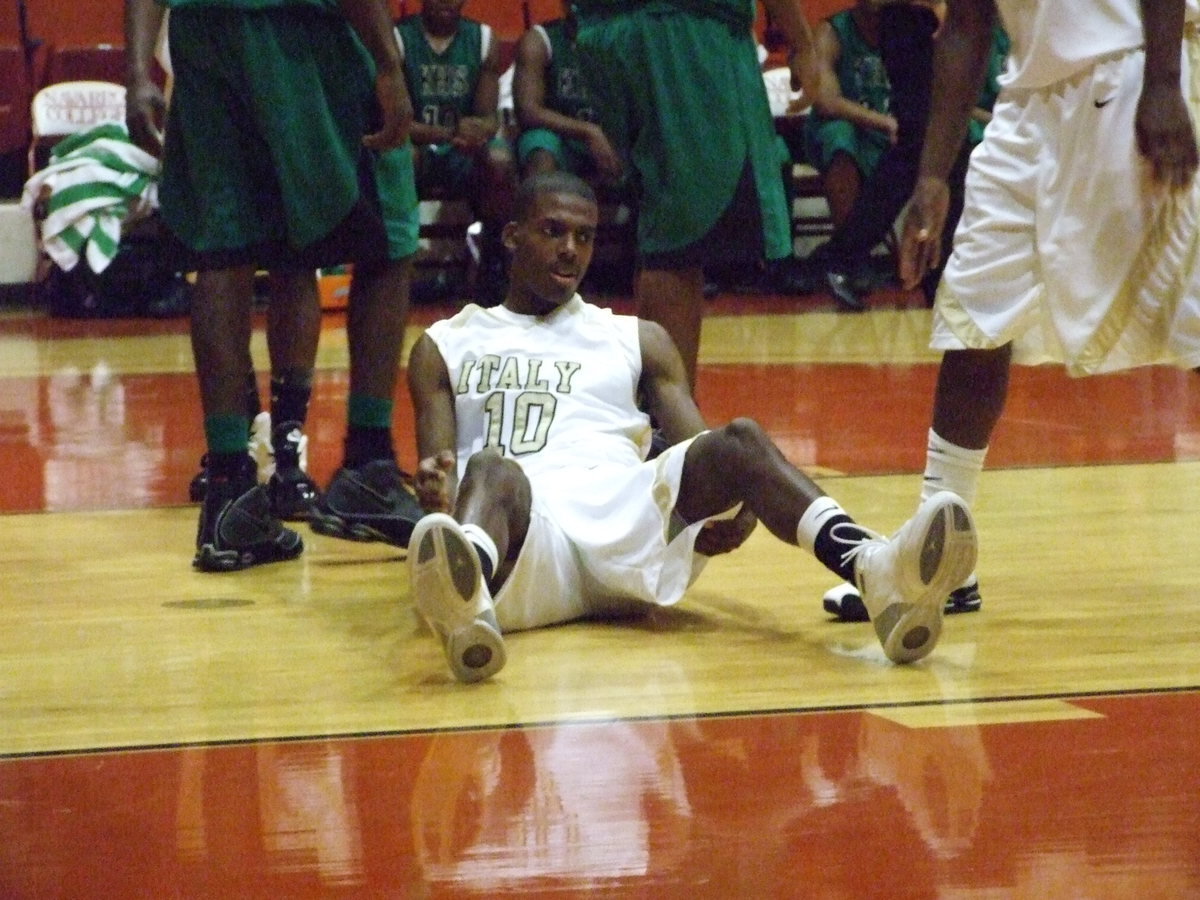 Image: Isaac Takes A Fall — Italy’s #10 John Isaac and his Italy Gladiators fall to Kerens 69-55 in the Tournament Championship Game.