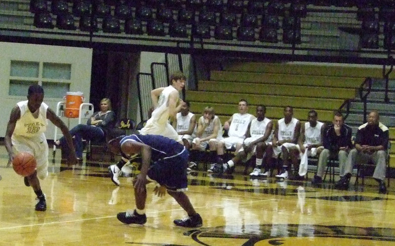 Image: John Isaac maneuvers — The skills of the Gladiators shown brightly Tuesday night as the eagles struggled to to just focus on the ball.