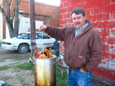 Image: Larry Eubank and his famous deep fried turkey