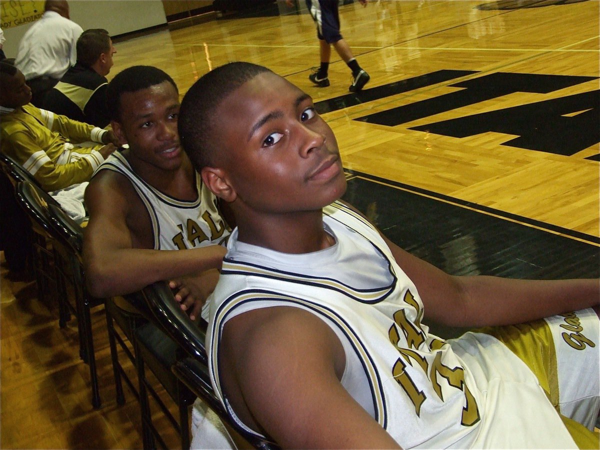 Image: De’Andre and Larry — De’Andre Sephus and Larry Mayberry relax after a big win over the Eagles.