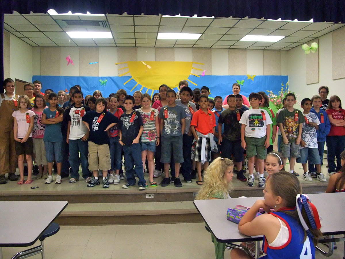 Image: A-B Honor Roll — Fourth, fifth and sixth graders received red ribbons for all a’s and b’s.