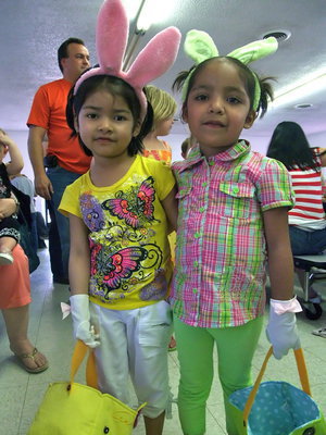 Image: Corina and Caramy Guerraro — These cute little “bunnies” were ready to hunt eggs.