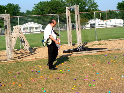 Image: Dr. DelBosque — Even Dr. DelBosque is helping to put out all the eggs.