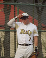 Image: Kyle at third — Senior Kyle Wilkins gets ready for the next batter.