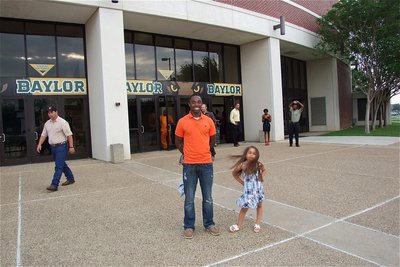 Image: Jasenio Anderson — Jasenio Anderson poses with his niece, Taeja Anderson, outside the Baylor Ferrell Center in Waco.