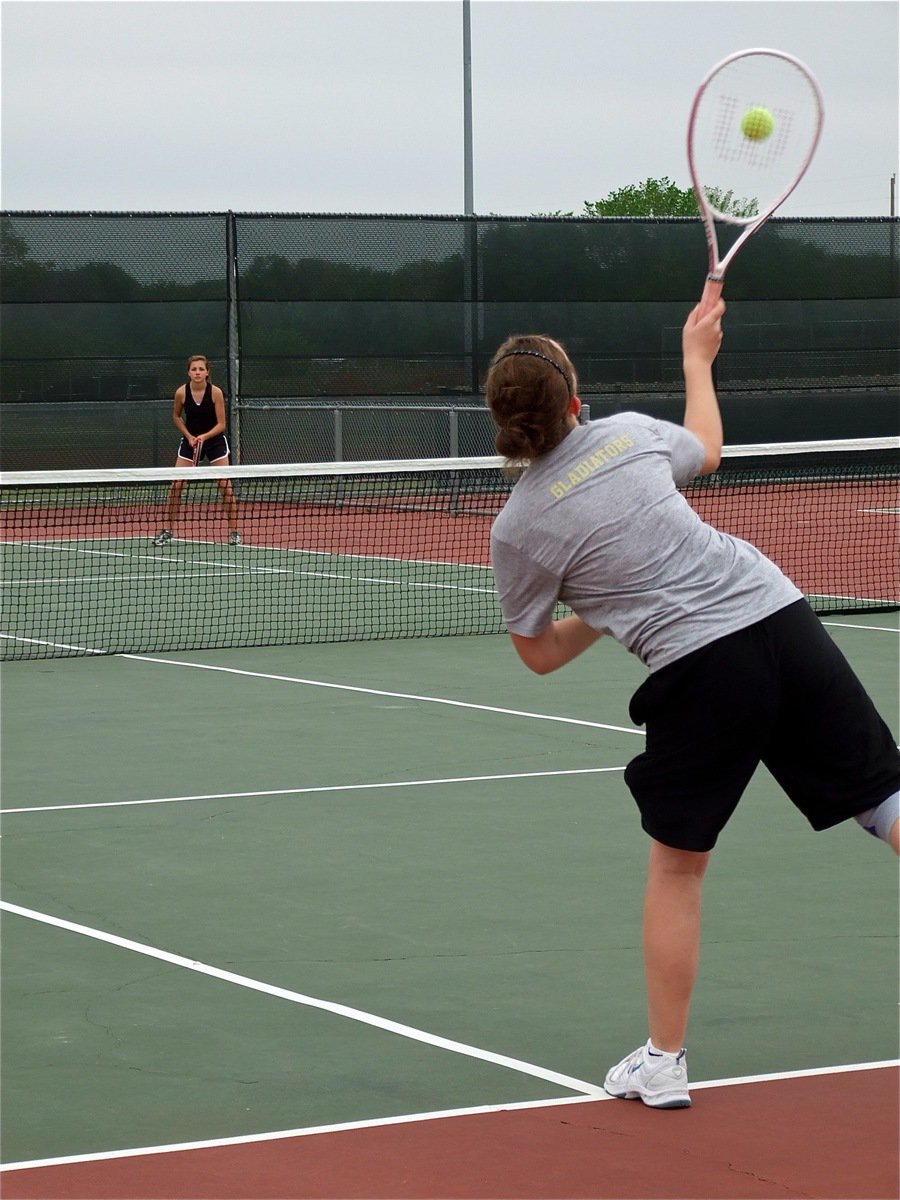 Image: Rocket serve — Lisa Olschewsky gives her all in Alvarado.