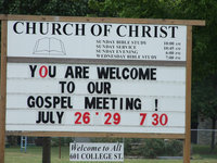 Image: Italy Church of Christ — Located at the corner of College and Couch (601 South College), the Italy Church of Christ invites everyone to their revival on Sunday, July 26 through Wednesday, July 29.  Brother Don Deffenbaugh from Neosho, Missouri will lead the gospel meeting.