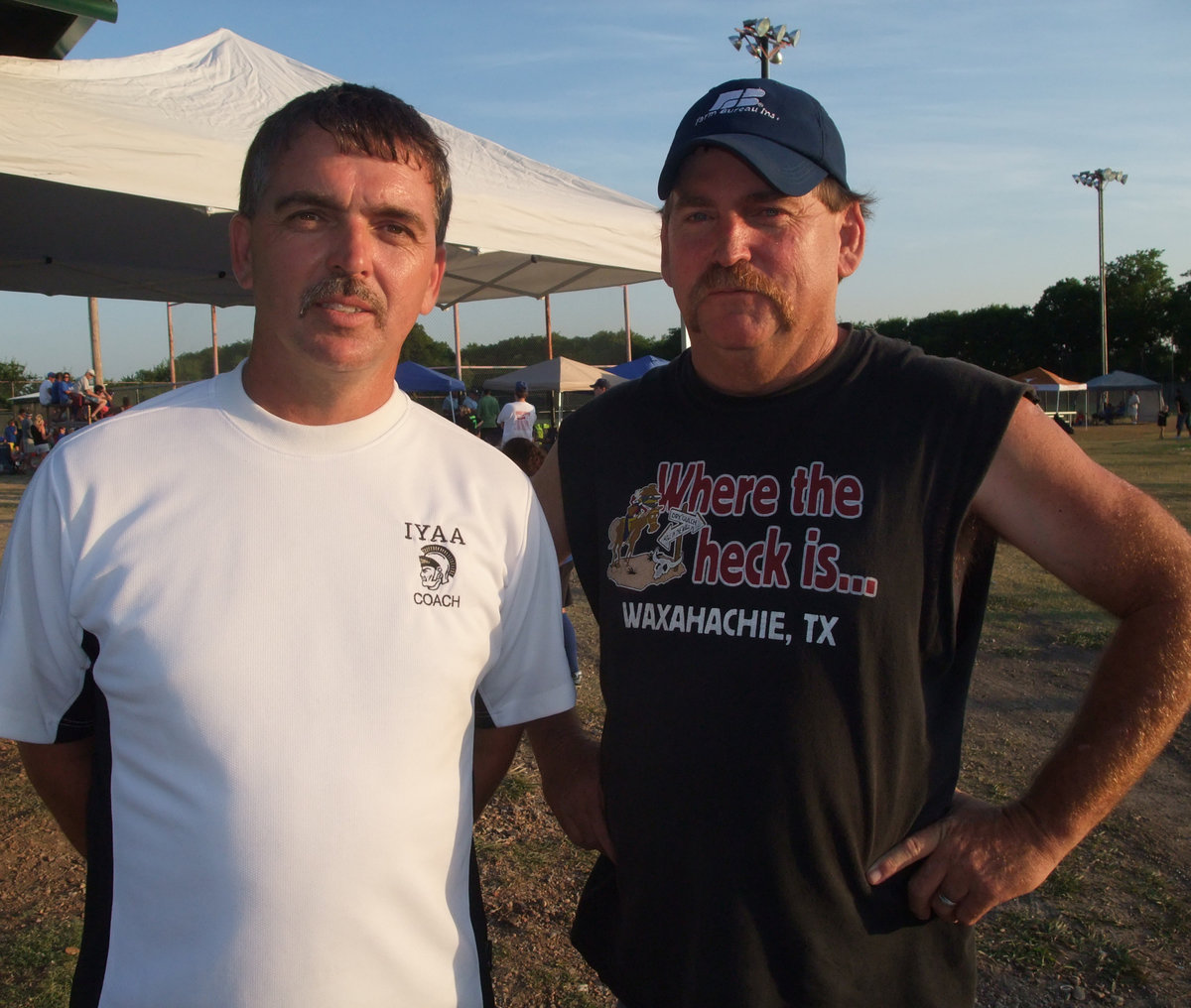 Image: Woods and Rudd — Gary Wood visits with old #76, Rodney “Hot Rod” Rudd who was passing through Italy by way of Idaho.