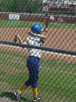 Image: Sarah warms up — As a San Angelo University Rambelle, Sarah warms up in the batter’s box.