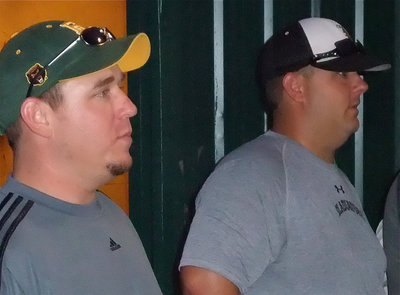 Image: Scott and Coach Coker — Checking out the upcoming talent is Scott Connor and Italy Baseball’s Head Coach Matt Coker.